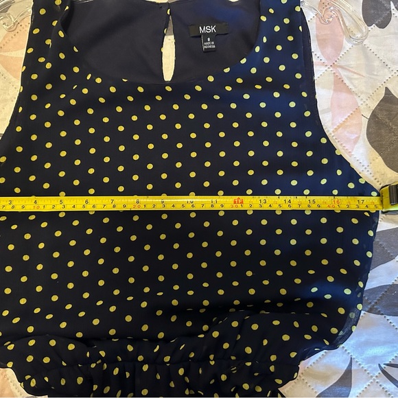 MSK Dark blue with greenish polka dot dress - Picture 4 of 4